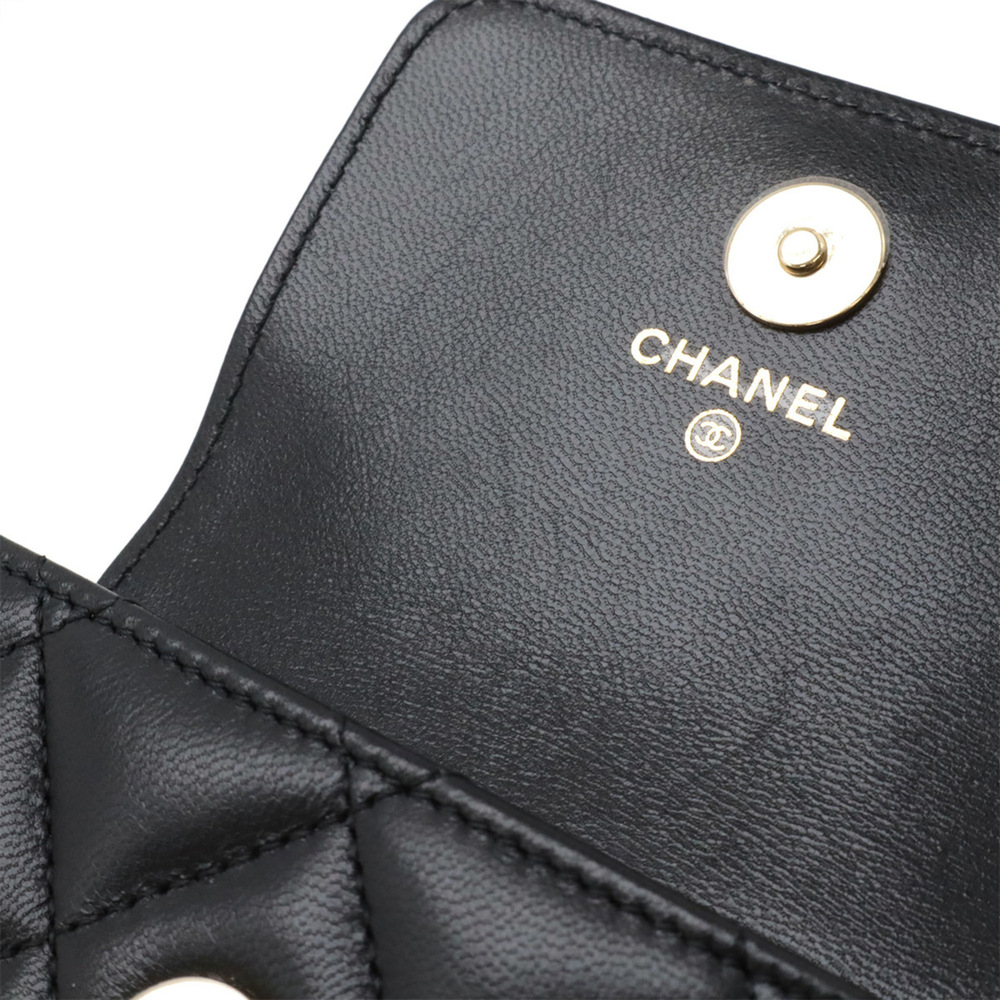 CHANEL Black Leather Logo Pouch - Picture 7 of 8